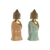 Koristehahmo Home ESPRIT Vihreä Pinkki Buddha Itämainen 10 x 8 x 24 cm (2 osaa)