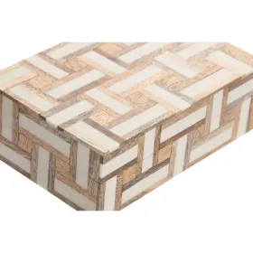 Шкатулка Home ESPRIT Белый Натуральный Смола Древесина манго 18 x 13 x 7,5 cm (2 Предметы)