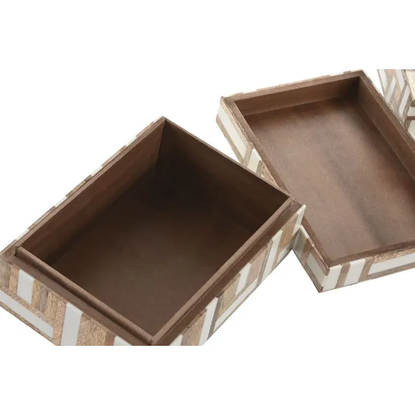 Korurasia Home ESPRIT Valkoinen Luonnollinen Hartsi Mangopuu 18 x 13 x 7,5 cm (2 Kappaletta)