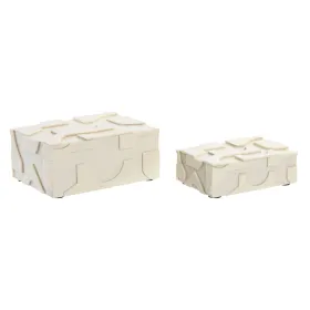 Lādīte Home ESPRIT Balts Sveķi Kauls 18 x 13 x 7,5 cm (2 Daudzums)