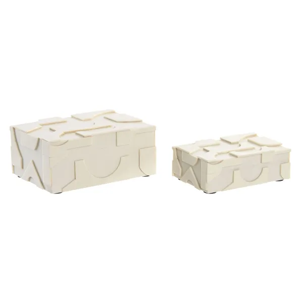 Jewelry box Home ESPRIT White Resin Bone 18 x 13 x 7,5 cm (2 Pieces)