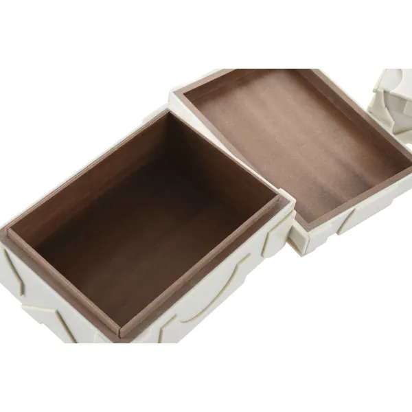 Lādīte Home ESPRIT Balts Sveķi Kauls 18 x 13 x 7,5 cm (2 Daudzums)
