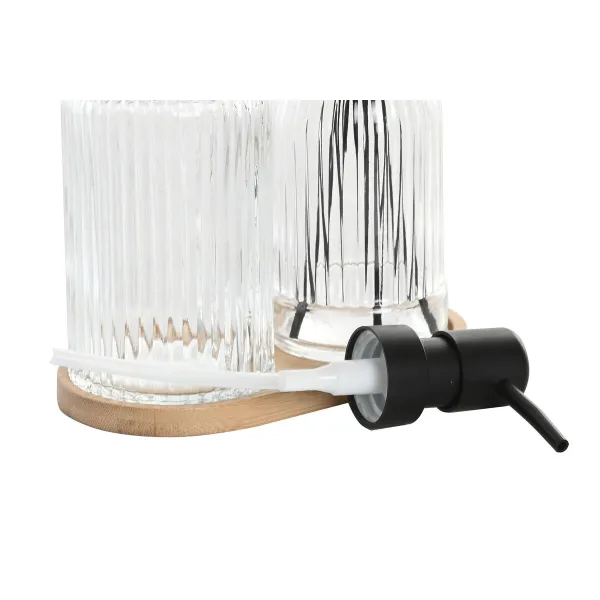 Bath Set Home ESPRIT Black Transparent Bamboo Crystal Modern 3 Pieces
