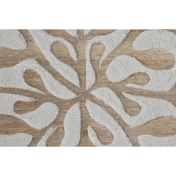 Sienų dekoracija Home ESPRIT Balta Natūralus Gėlėtas 60 x 2,5 x 60 cm (4 Dalys)