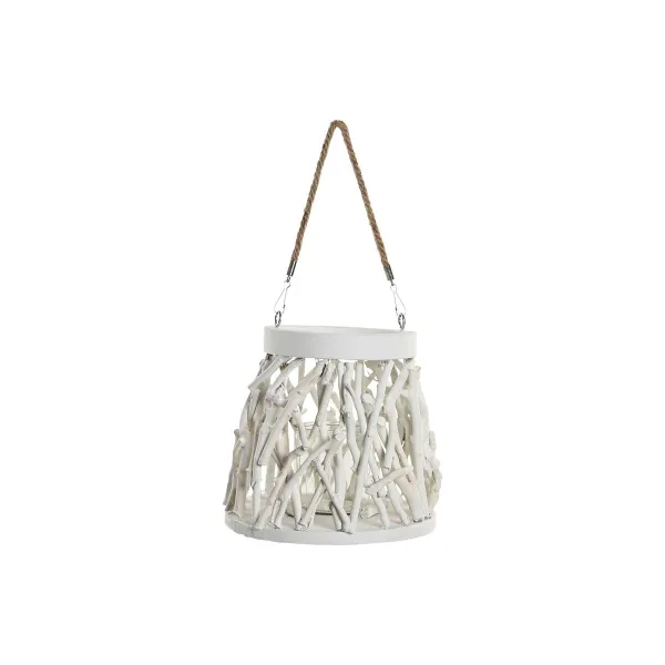 Svečturis Home ESPRIT Balts Koks Stikls 35 x 35 x 32 cm (2 gb.)