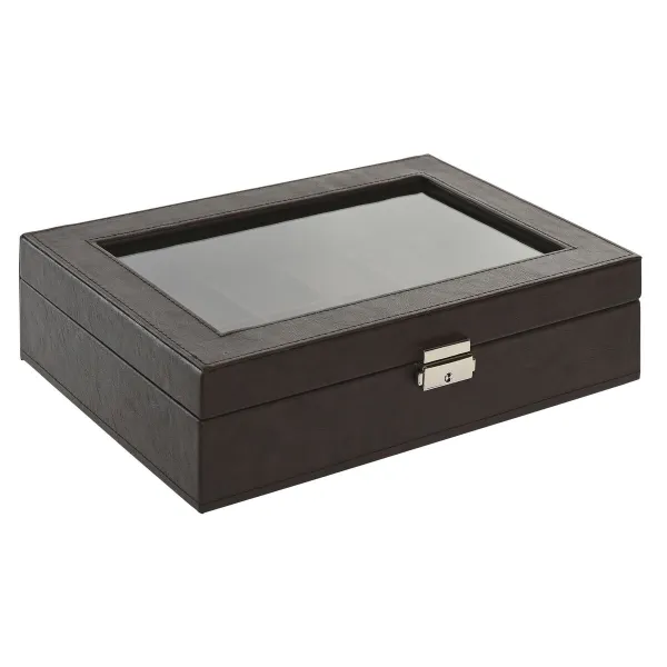 Шкатулка Home ESPRIT Темно-коричневый Полиуретан Стеклянный Сталь Деревянный MDF 30 x 20 x 8 cm