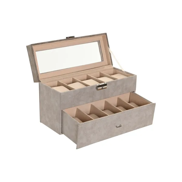 Шкатулка Home ESPRIT Серый Полиуретан Стеклянный Деревянный MDF 27,5 x 11 x 15 cm