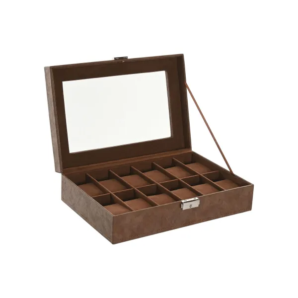 Шкатулка Home ESPRIT Коричневый Полиуретан Стеклянный Деревянный MDF 30 x 20 x 8 cm
