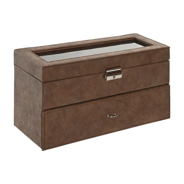 Шкатулка Home ESPRIT Коричневый Полиуретан Стеклянный Деревянный MDF 27,5 X 11 X 15,5 CM