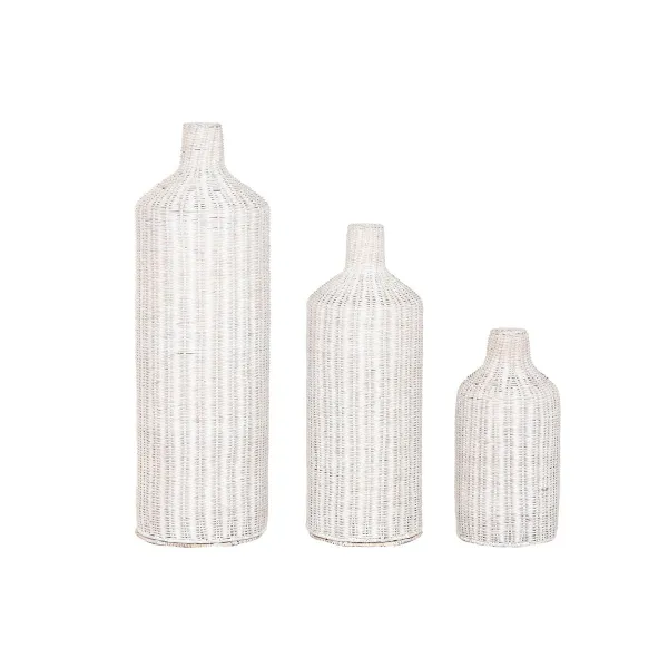 3 Maljakon Setti Home ESPRIT Metalli Luonnollinen 25 x 25 x 80 cm (3 Kappaletta)