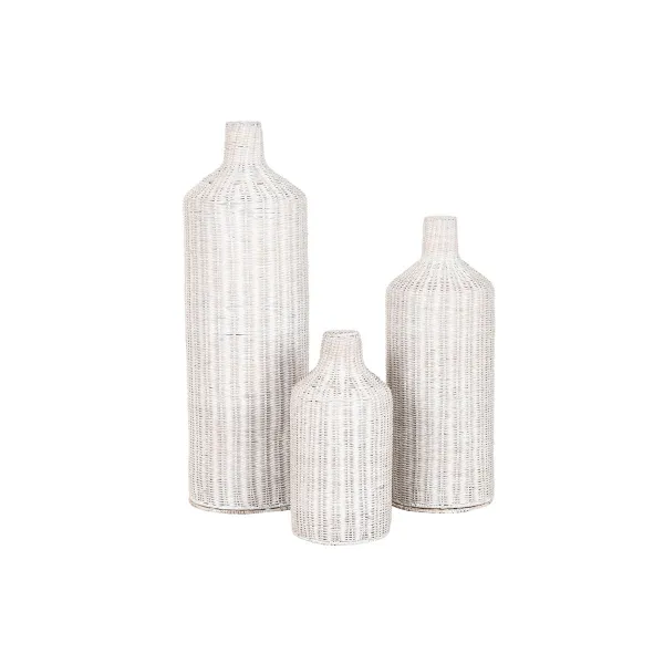 3 Maljakon Setti Home ESPRIT Metalli Luonnollinen 25 x 25 x 80 cm (3 Kappaletta)