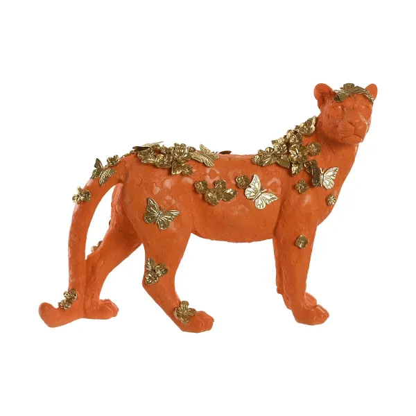Dekoratīvās figūriņas Home ESPRIT Oranžs Bronza Leoparda 60 x 21,5 x 43 cm