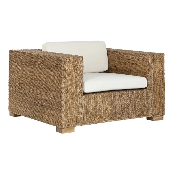 Sodo sofa Home ESPRIT Balta Natūralus 117 x 92 x 65 cm
