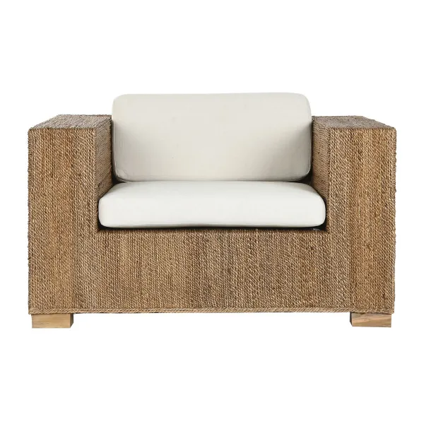 Sodo sofa Home ESPRIT Balta Natūralus 117 x 92 x 65 cm