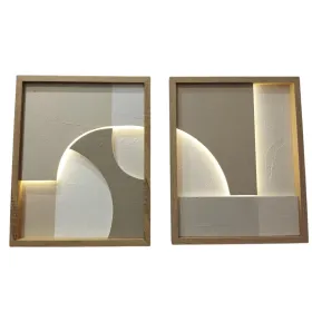 Картина с LED Home ESPRIT полистирол Деревянный MDF 40 x 3,8 x 50 cm