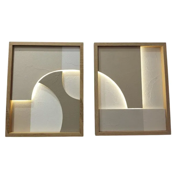 Картина с LED Home ESPRIT полистирол Деревянный MDF 40 x 3,8 x 50 cm