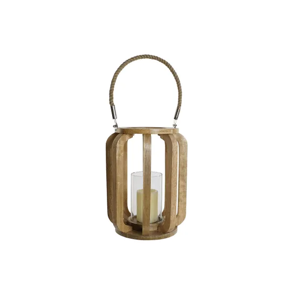 Kynttilänjalka Home ESPRIT Luonnollinen Kristalli Mangopuu 25 x 25 x 35 cm
