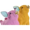 Decorative Figure Home ESPRIT Yellow Green Pink Golden Pig 30,5 X 15 X 25 CM (2 Units)