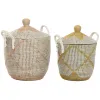 Basket set Home ESPRIT Yellow Coral Seagrass (2 Pieces)