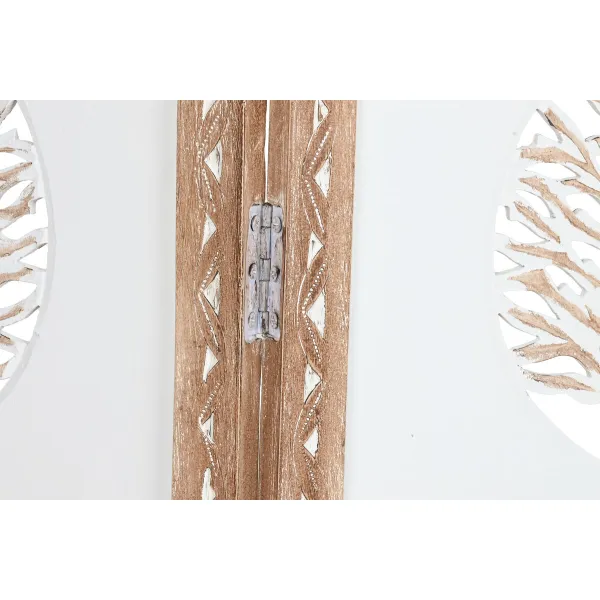Folding screen Home ESPRIT White Natural Mango wood MDF Wood 153 X 2,3 X 182 CM