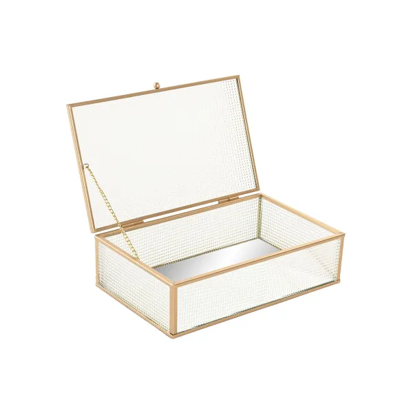 Шкатулка Home ESPRIT Позолоченный Металл Стеклянный 24 X 15 X 6,5 CM