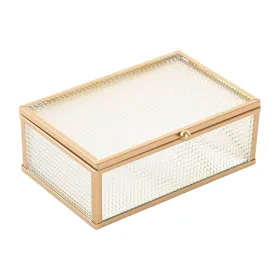 Шкатулка Home ESPRIT Позолоченный Металл Стеклянный 15 x 11 x 5,5 cm