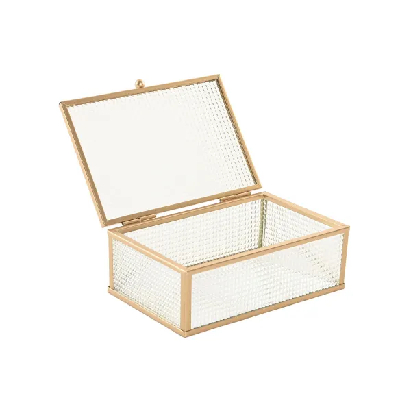 Шкатулка Home ESPRIT Позолоченный Металл Стеклянный 15 x 11 x 5,5 cm
