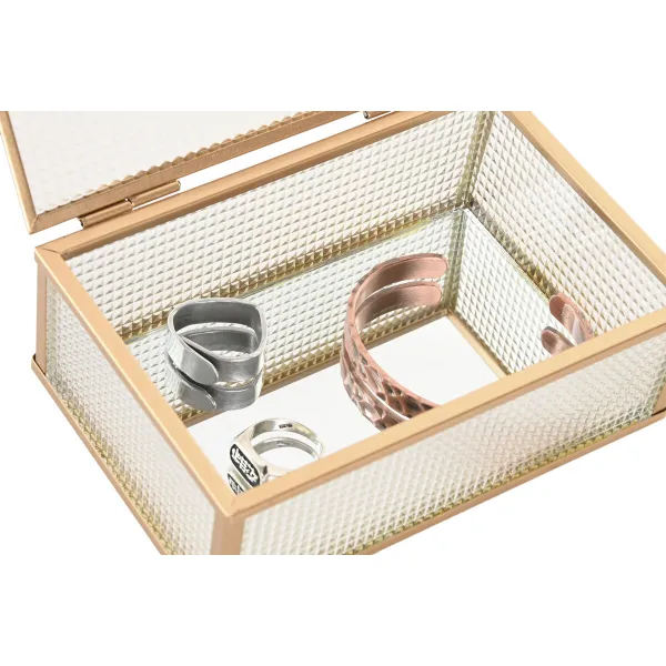 Шкатулка Home ESPRIT Позолоченный Металл Стеклянный 15 x 11 x 5,5 cm