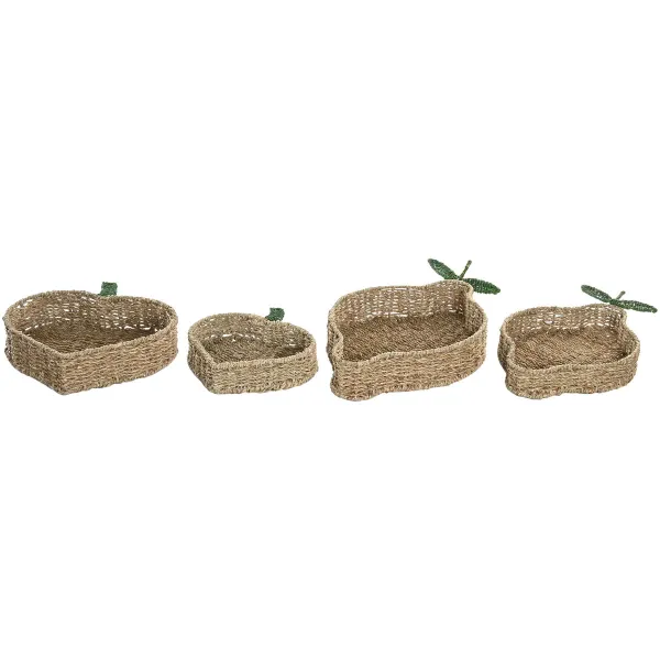 Galda rotājums Home ESPRIT Zaļš Dabisks Metāls Dabīgā Šķiedra 33 X 32 X 8 CM (2 gb.)