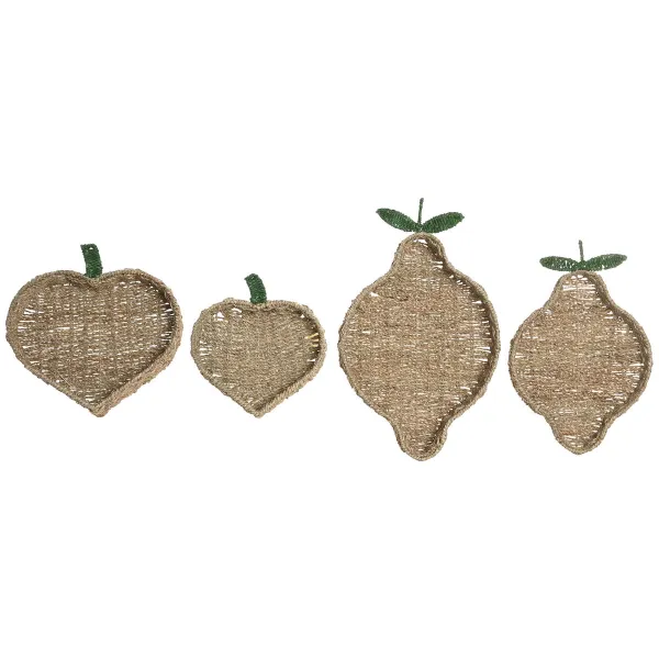 Galda rotājums Home ESPRIT Zaļš Dabisks Metāls Dabīgā Šķiedra 33 X 32 X 8 CM (2 gb.)