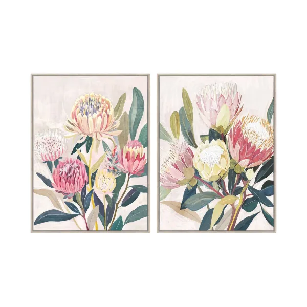 Полотно Home ESPRIT Зеленый Розовый Цветы Shabby Chic 75 x 4 x 100 cm (2 штук)