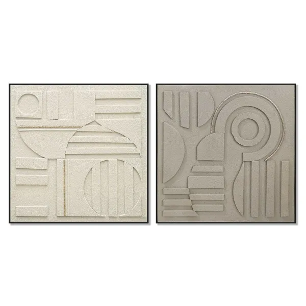 Полотно Home ESPRIT Коричневый Бежевый современный город 102 x 4,5 x 102 cm (2 штук)