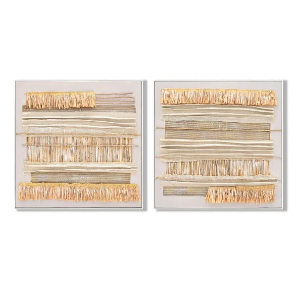 Canvas Home ESPRIT Beige Natural Boho 82 x 4,5 x 82 cm (2 Units)