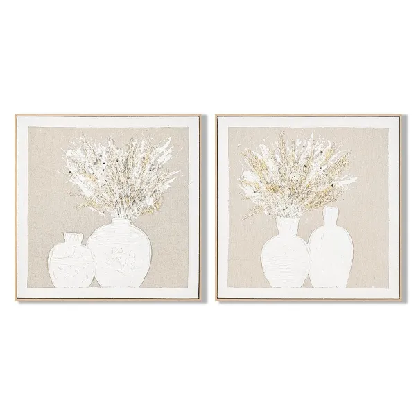 Полотно Home ESPRIT Белый Бежевый Кувшин Cottage 62 x 4,5 x 62 cm (2 штук)