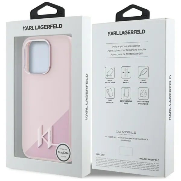 Karl Lagerfeld Silicone Shadow Metal Initial MagSafe - Case for iPhone 15 Pro Max (pink)