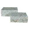 Set of decorative boxes Home ESPRIT White Brown Resin Bamboo Tropical (2 Units)