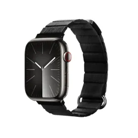 Crong Eclipse - Magnetic Leather Apple Watch Band 44/45/46/49 mm (Black)