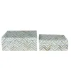 Set of decorative boxes Home ESPRIT White Brown Resin Bamboo Tropical (2 Units)