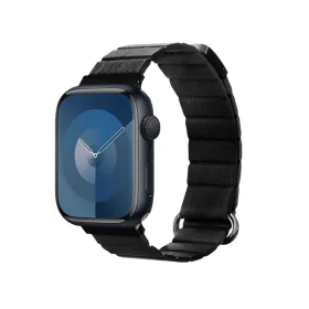 Crong Eclipse - Magnetic Leather Apple Watch Band 44/45/46/49 mm (Black)