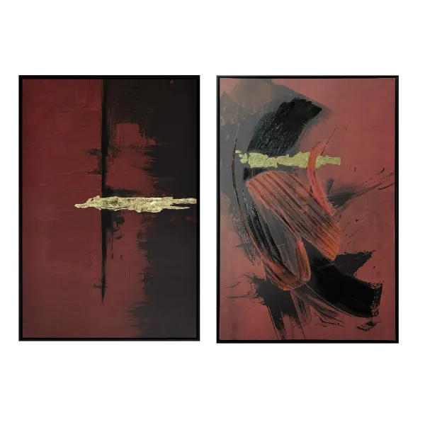 Полотно Home ESPRIT Чёрный Красный современный 83 x 4 x 123 cm (2 штук)