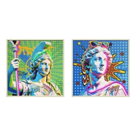 Картина с LED Home ESPRIT Синий Зеленый современный 83 x 3 x 83 cm (2 штук)