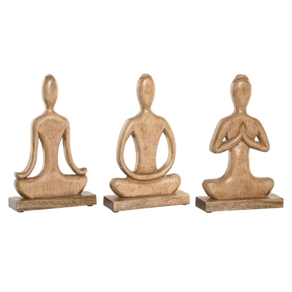 Koristehahmo Home ESPRIT Vaaleanruskea Luonnollinen Yoga Arabi 17,7 X 6 X 28,5 CM (3 osaa)