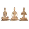 Dekoratīvās figūriņas Home ESPRIT Gaiši brūns Dabisks Yoga Arābija 17,7 X 6 X 28,5 CM (3 gb.)