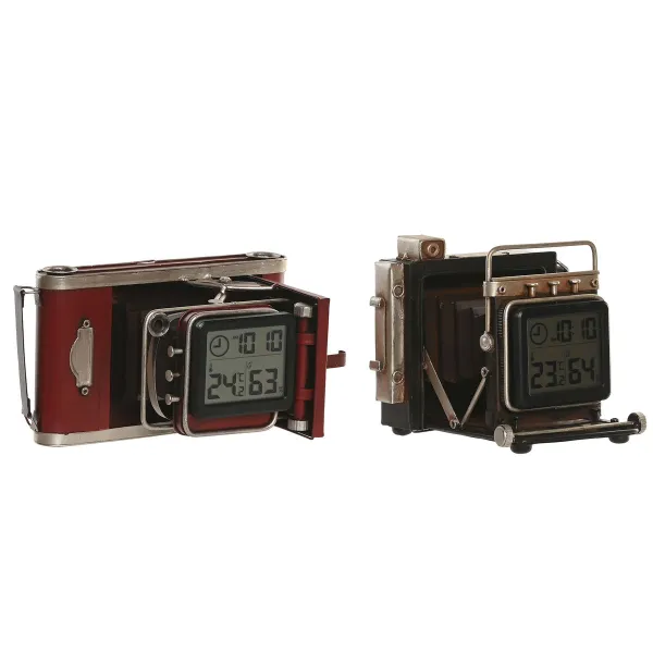 Настольные часы Home ESPRIT Melns Sarkanbrūns Planšetdatora Turētājs Mašīnai Vintage (2 gb.)