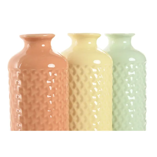 Vase Home ESPRIT Green Beige Terracotta Dolomite 9 x 9 x 30 cm (3 Units)
