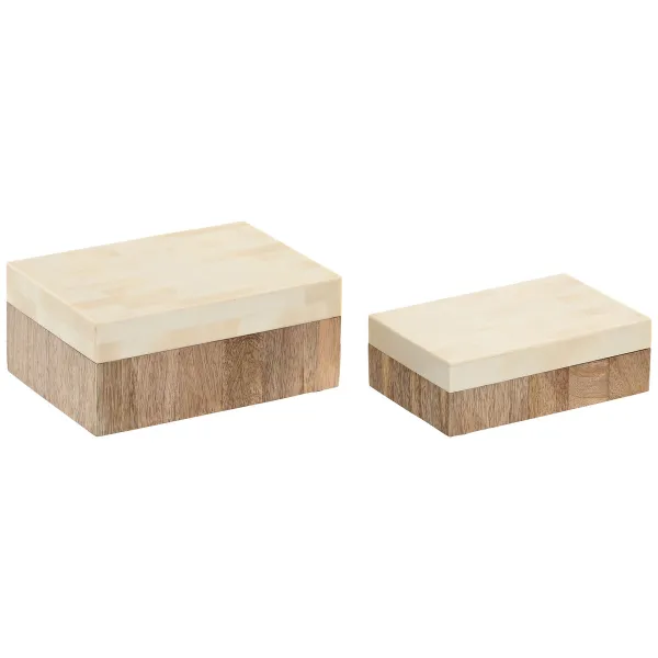 Lādīte Home ESPRIT Balts Dabisks Sveķi Mango koks 18 x 13 x 7,5 cm (2 Daudzums)