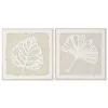 Kangas Home ESPRIT Valkoinen Beige Kasvien lehtiä Cottage 62,5 X 3,5 X 62,5 CM (2 osaa)