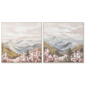 Полотно Home ESPRIT Белый Розовый гора 80 x 3,5 x 80 cm (2 штук)
