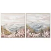 Полотно Home ESPRIT Белый Розовый гора 80 x 3,5 x 80 cm (2 штук)