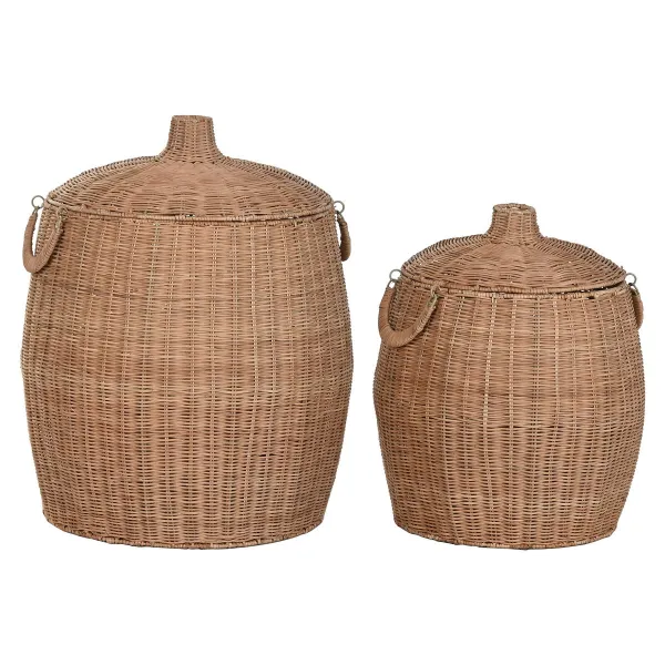 Koristerasia Home ESPRIT Luonnollinen Metalli Trooppinen (2 Kappaletta)